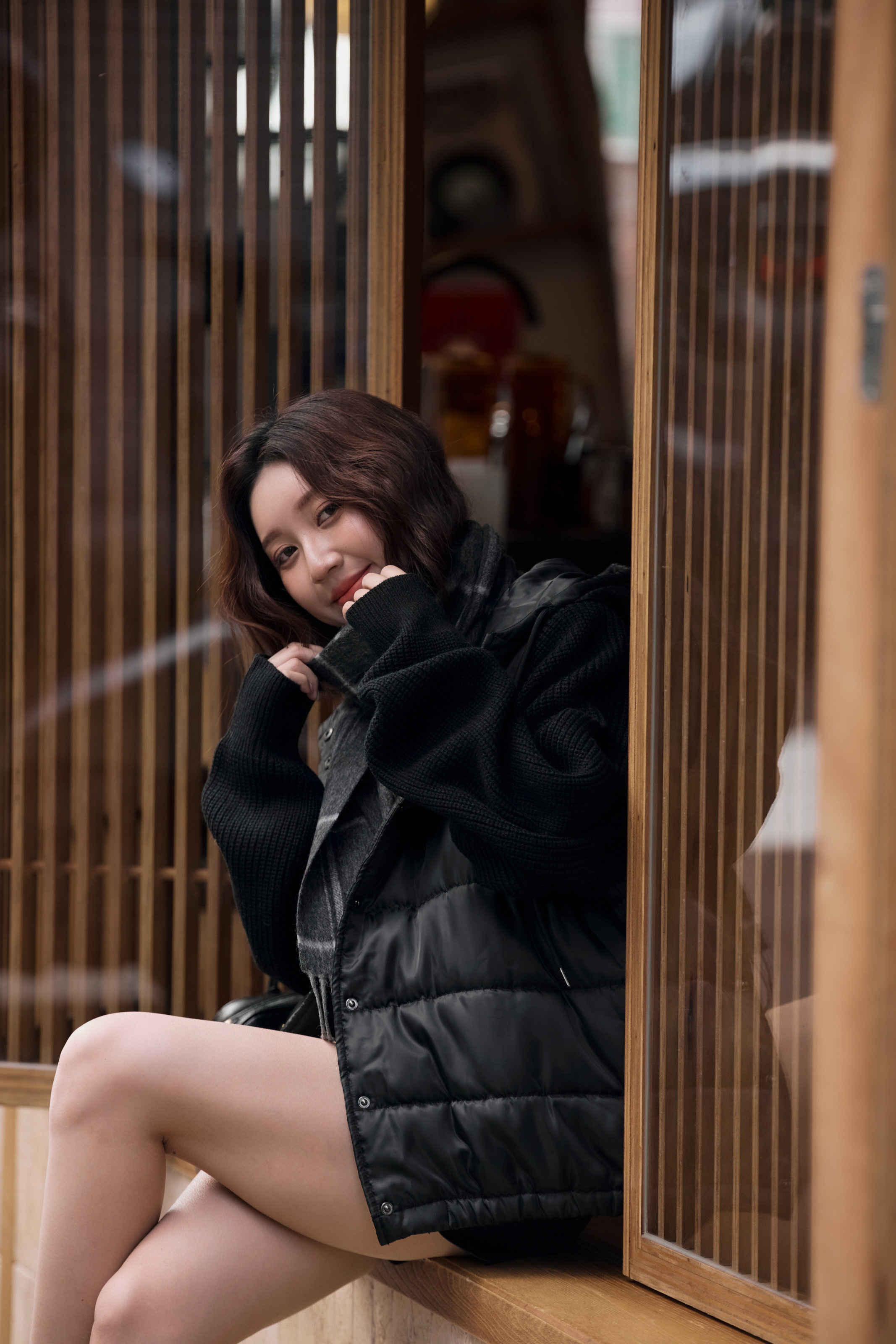 針織拼接鋪棉外套