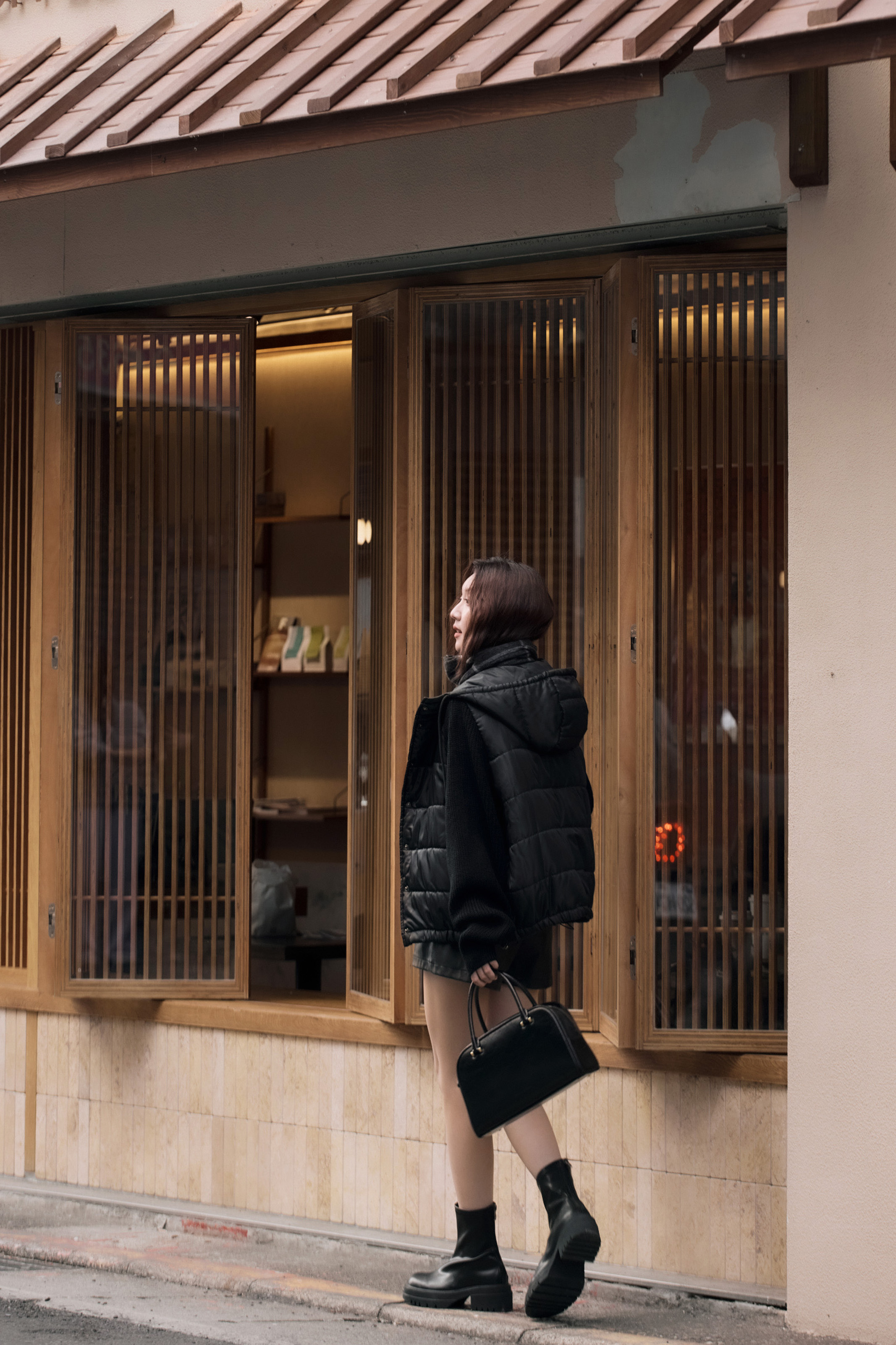 針織拼接鋪棉外套