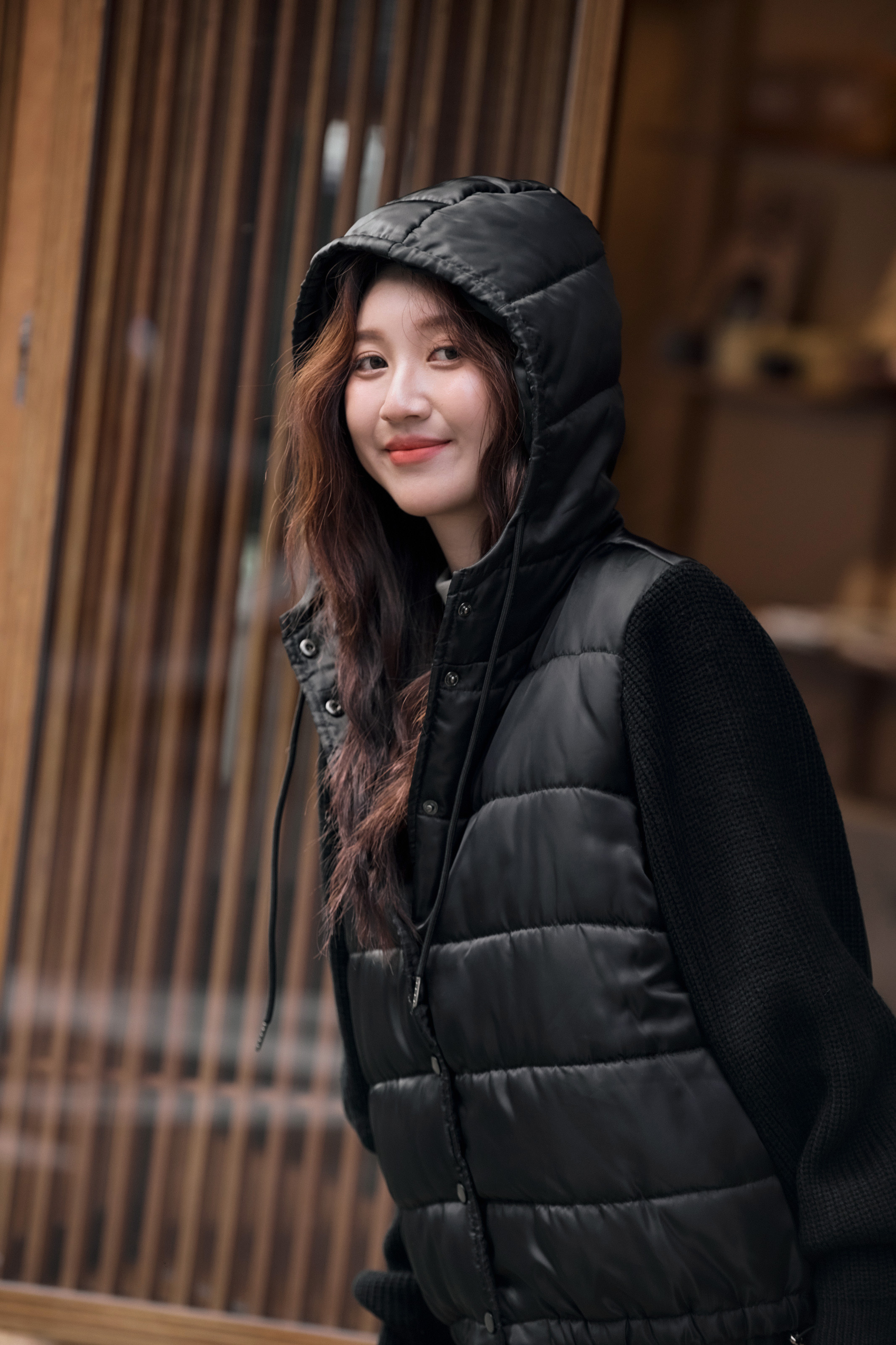 針織拼接鋪棉外套