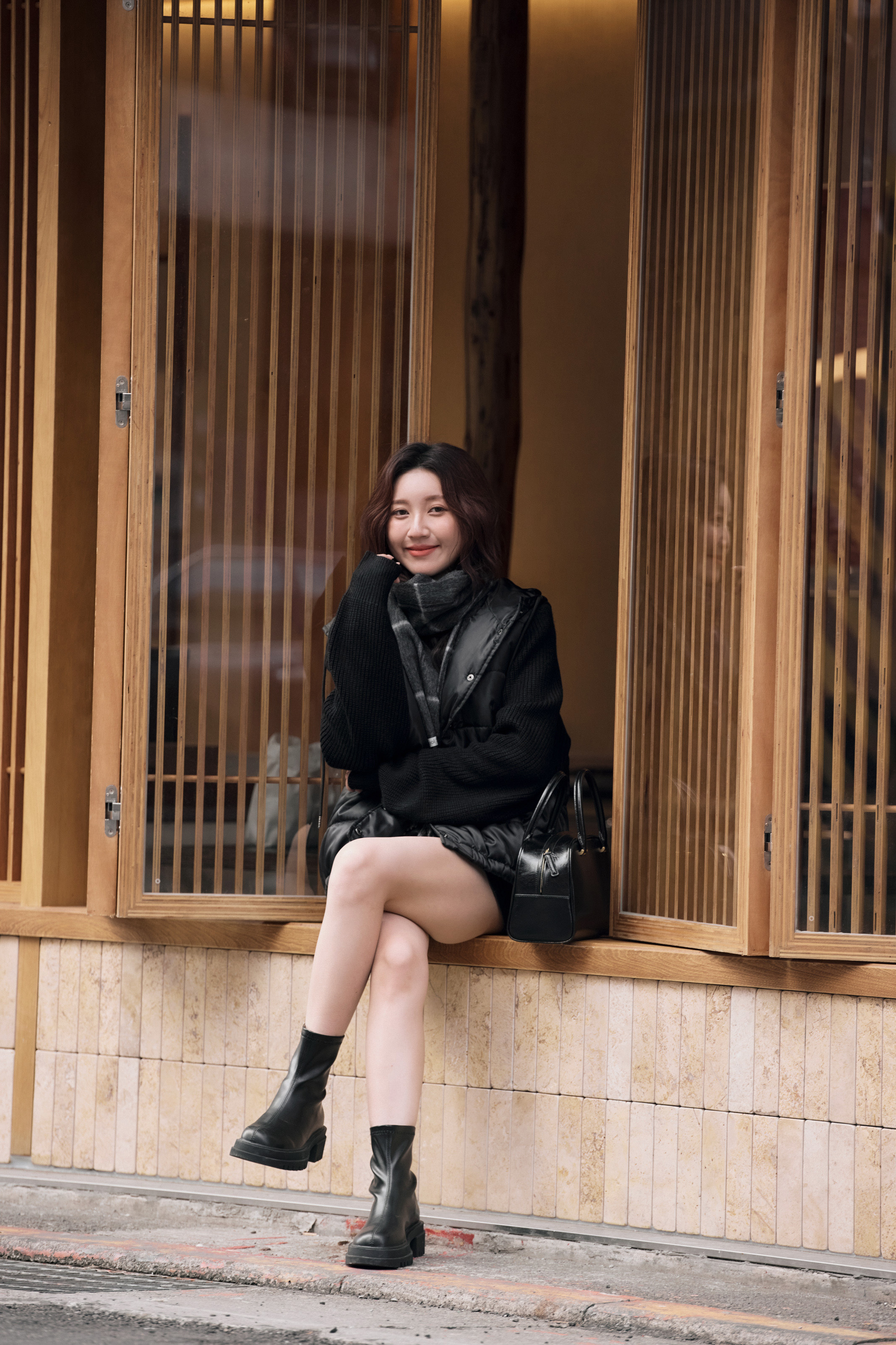 針織拼接鋪棉外套