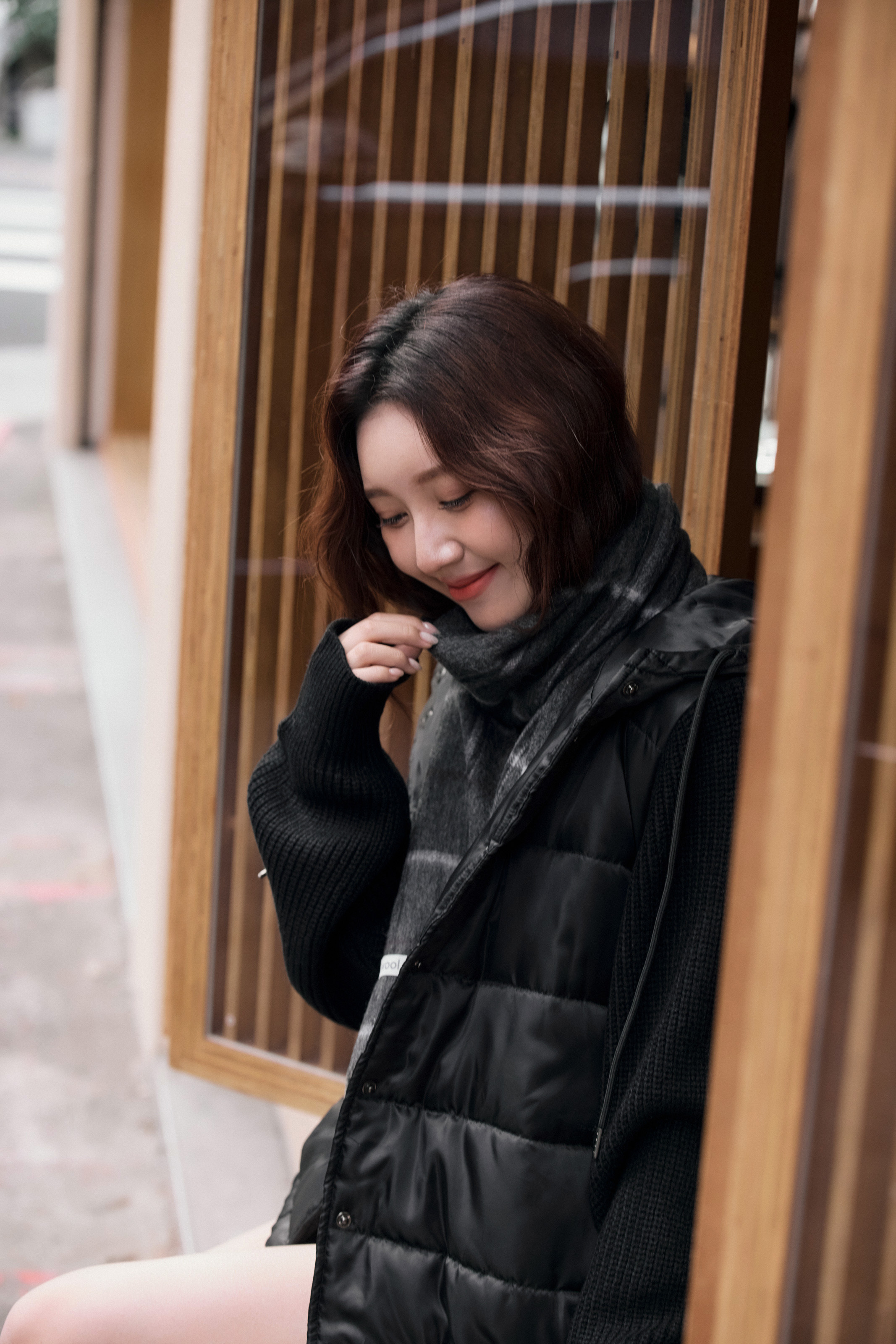 針織拼接鋪棉外套