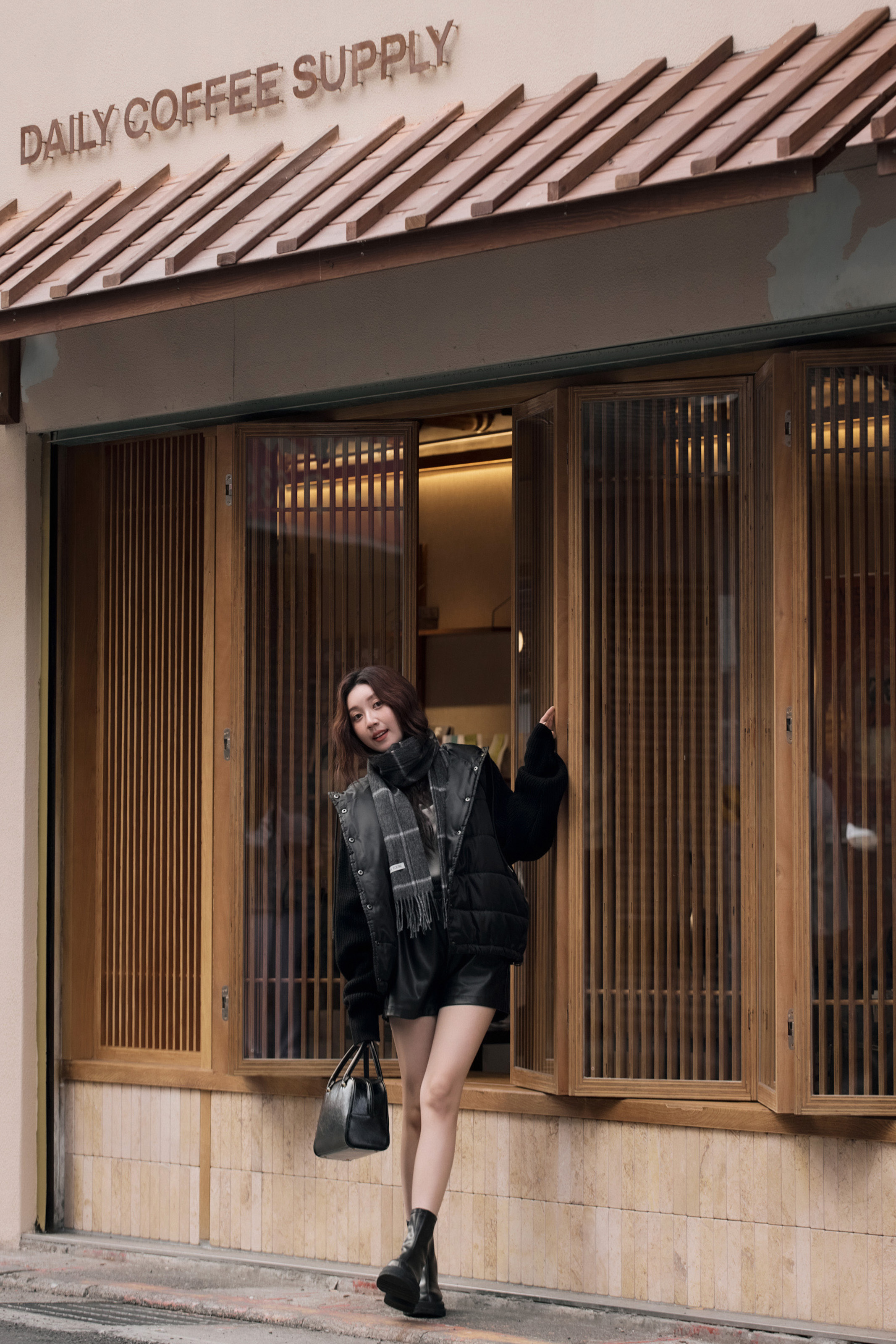 針織拼接鋪棉外套