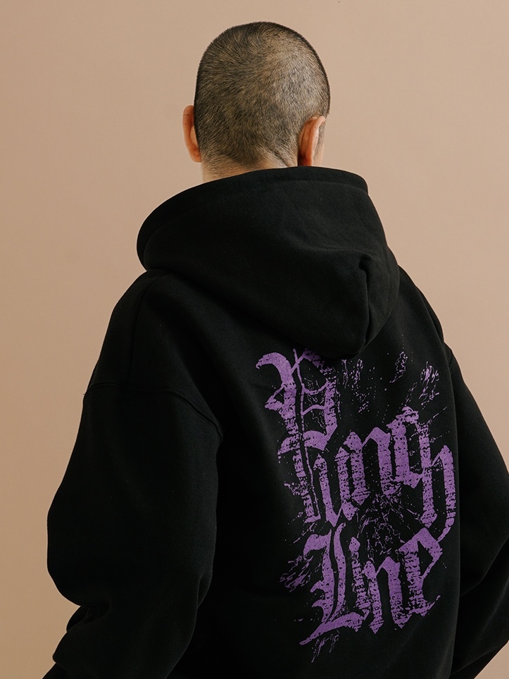 <預購> 韓國PUNCHLINE 爆裂紋LOGO高磅刷毛帽T