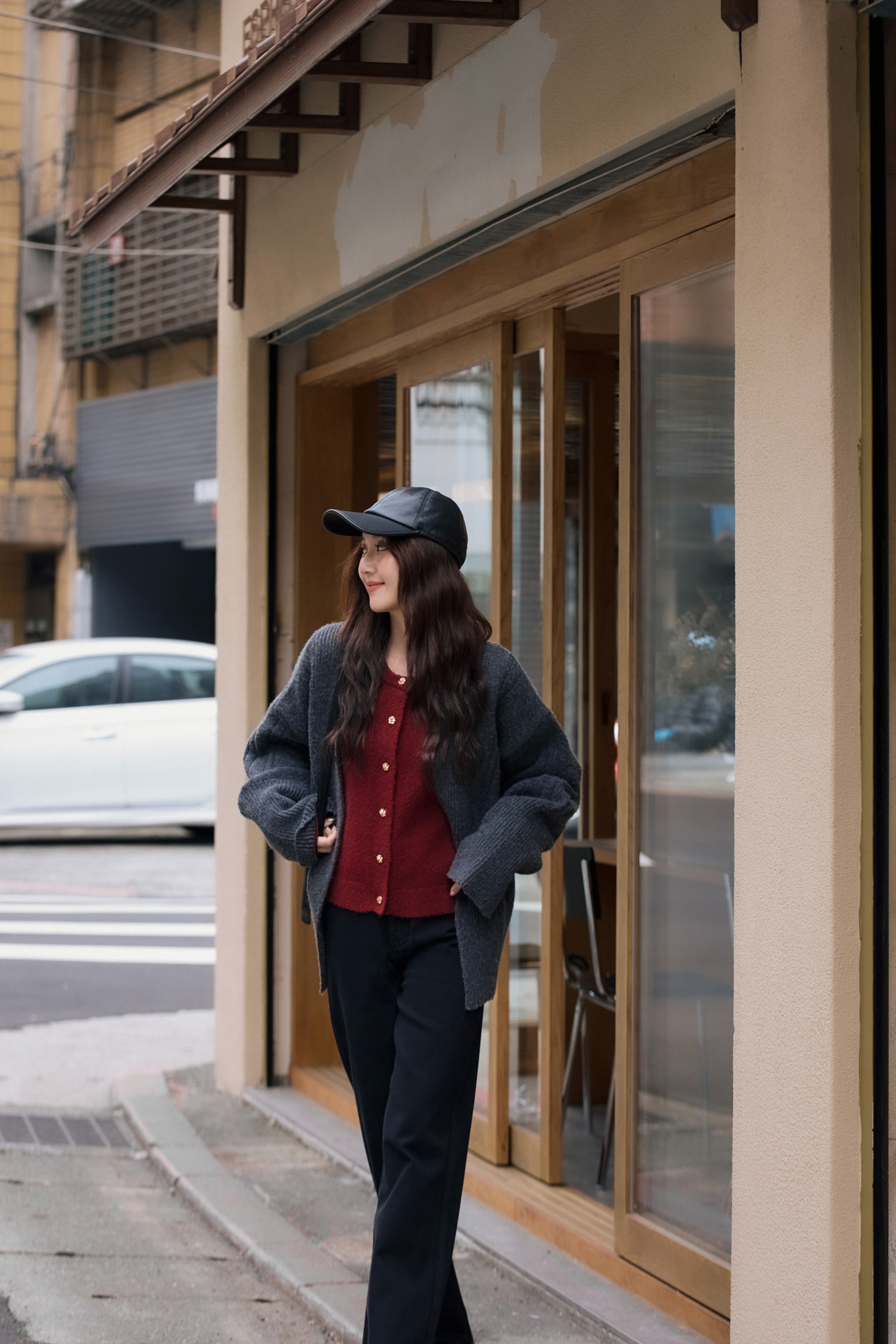 親膚針織開襟毛衣