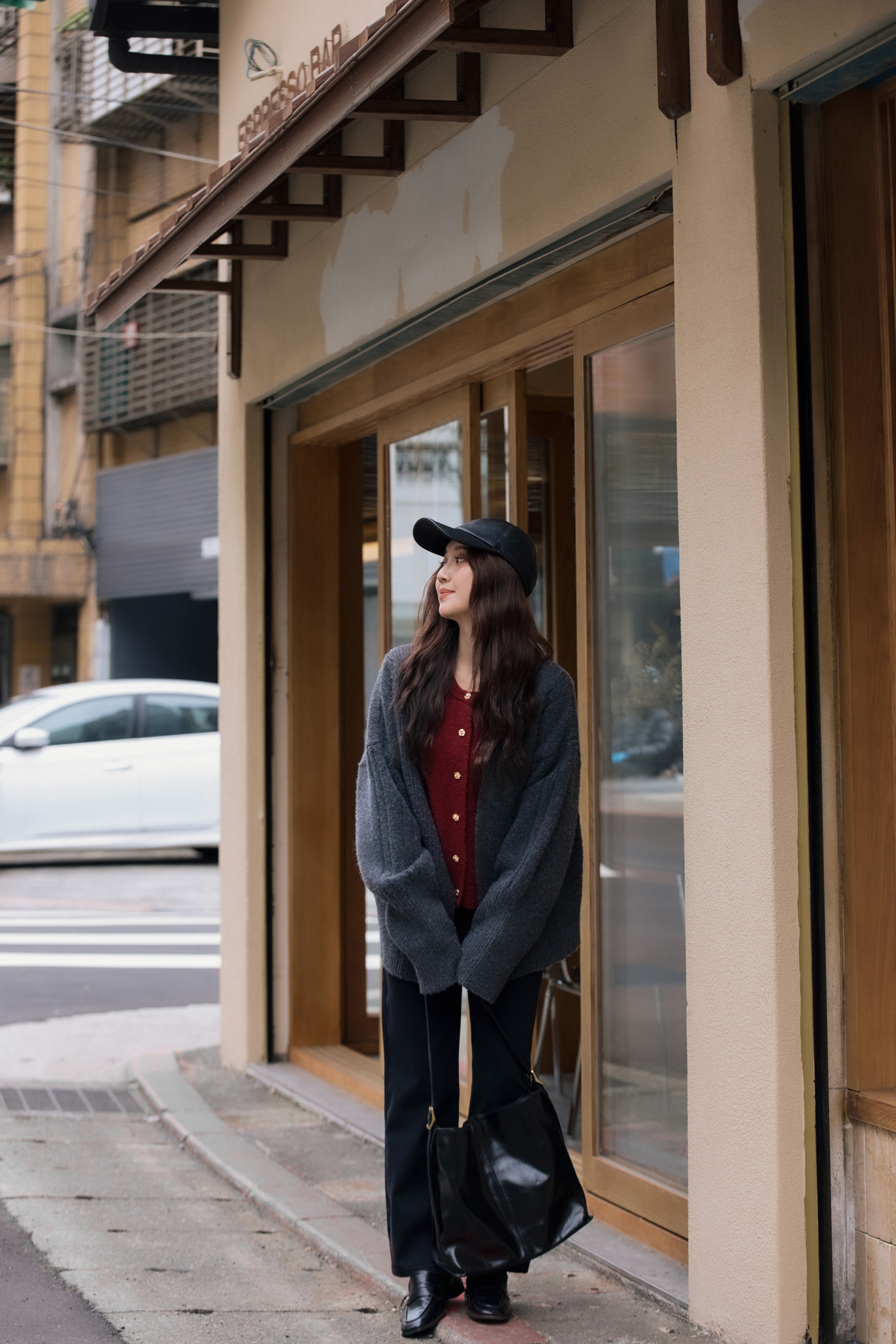 親膚針織開襟毛衣