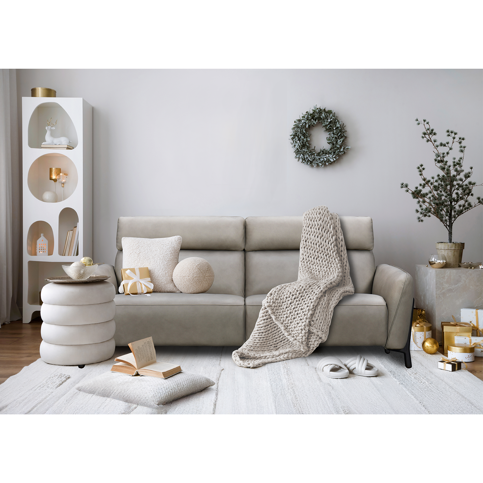 Edolo 全皮電動沙發 - 岩霧灰 〔SFV3950〕