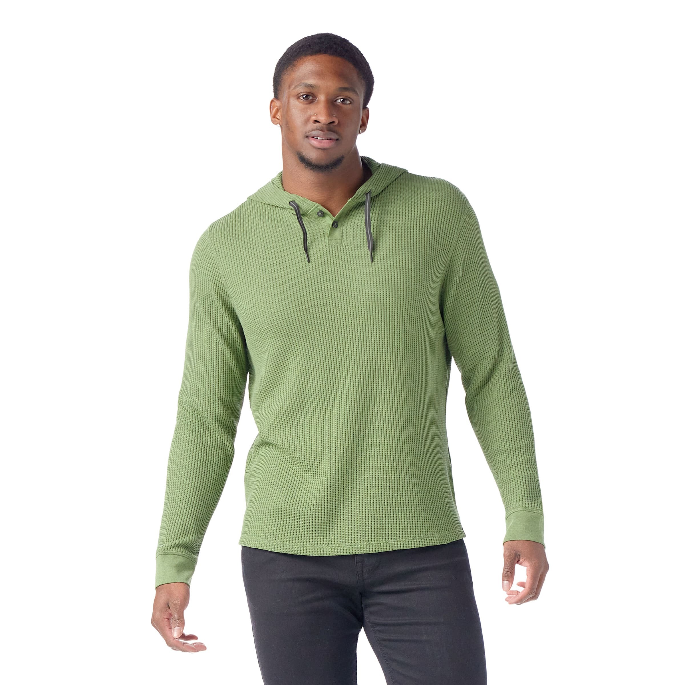 Smartwool Men's Waffle Henley Hoodie 男款 亨利領 亨利衫-華夫格 連帽長袖上衣 蕨綠 SW002593N06 [HappyOutdoor]