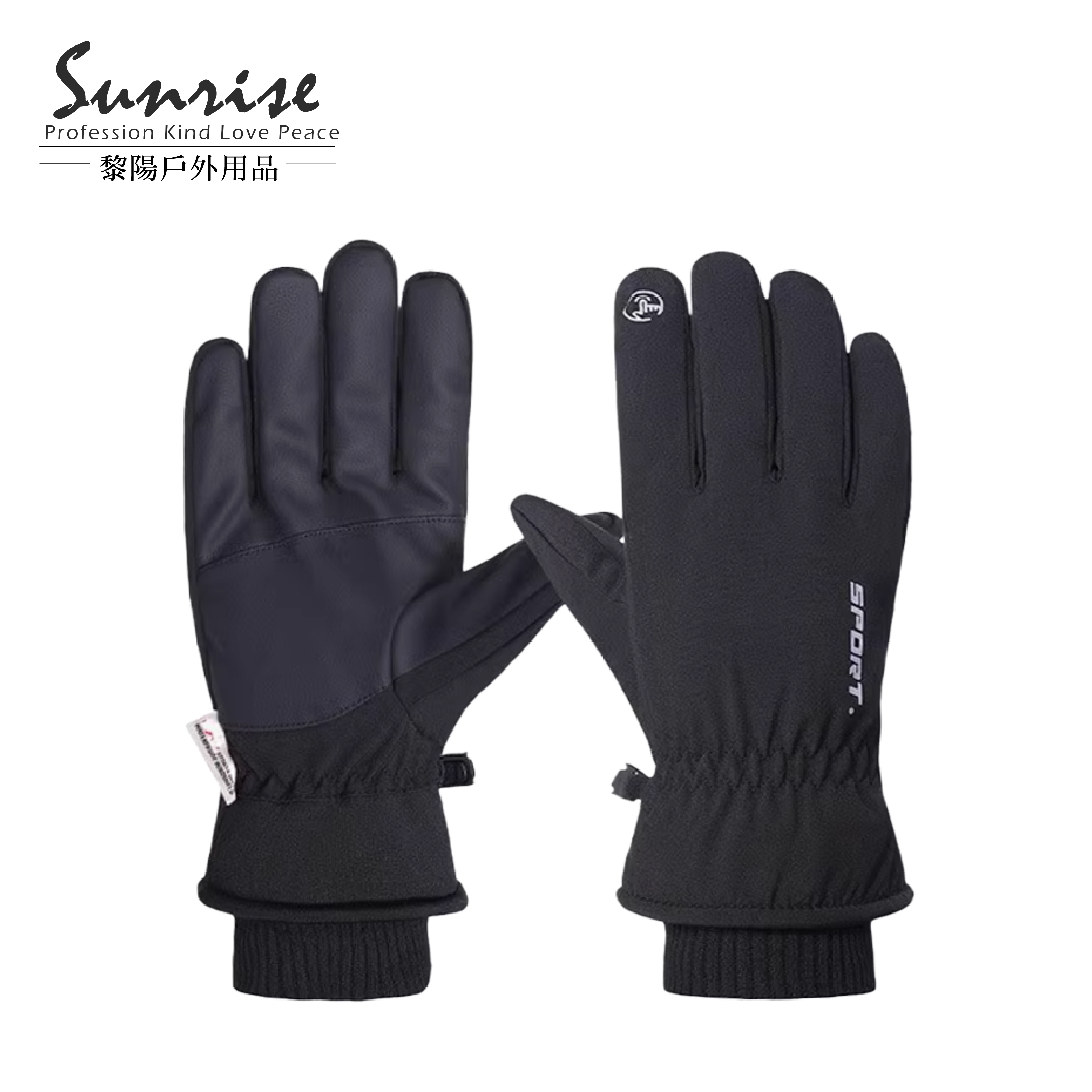 素色防風加絨保暖手套 中性款 (黑) 觸控/保暖/防寒/防潑水/防風 43CLW1890