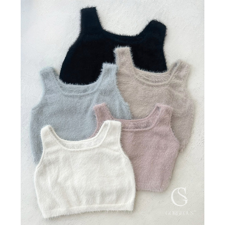 G3960 現貨「水貂毛短版方背心」