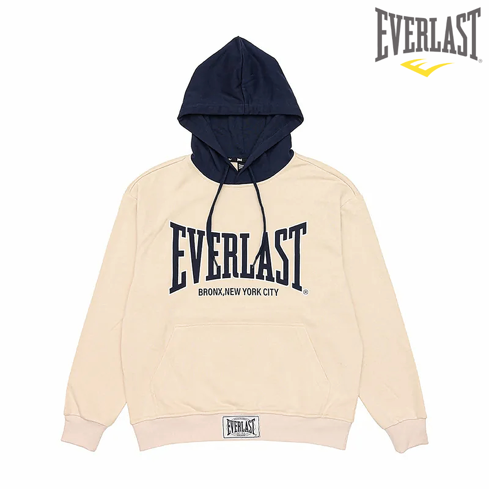 【Everlast】復古撞色 中性帽T-淺卡其