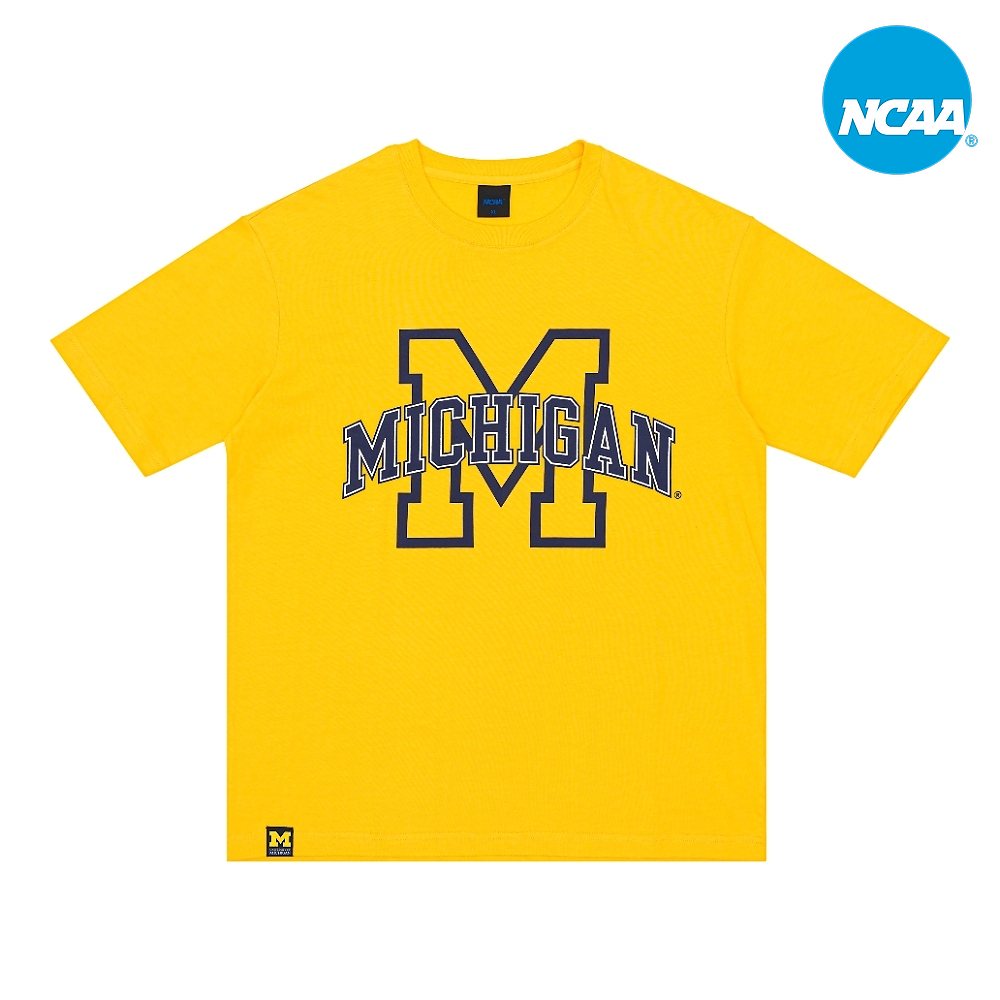 【NCAA】密西根大學Michigan 中性LOGO圓領T-中黃