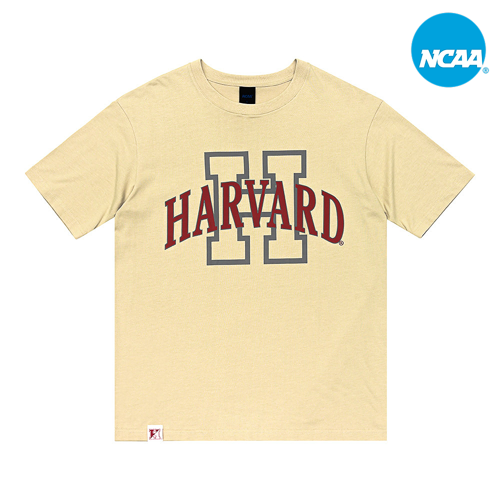 【NCAA】哈佛大學 Harvard 中性LOGO圓領T-卡其