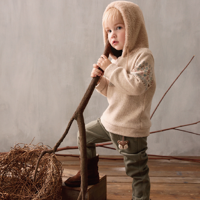 PIPPY麋鹿吊飾鬆緊帶褲圍休閒長褲 綠