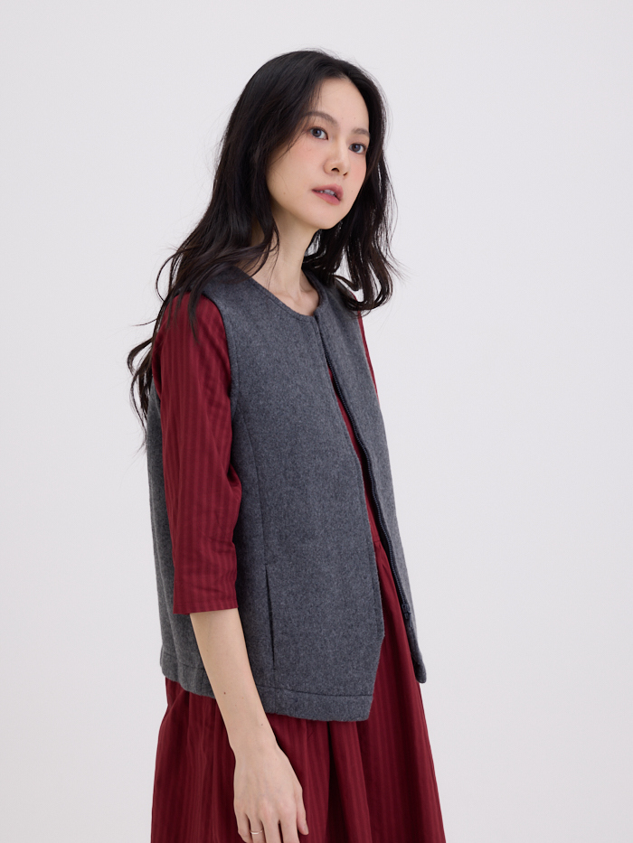 凱勒圓領拉鍊罩衫-鉛石