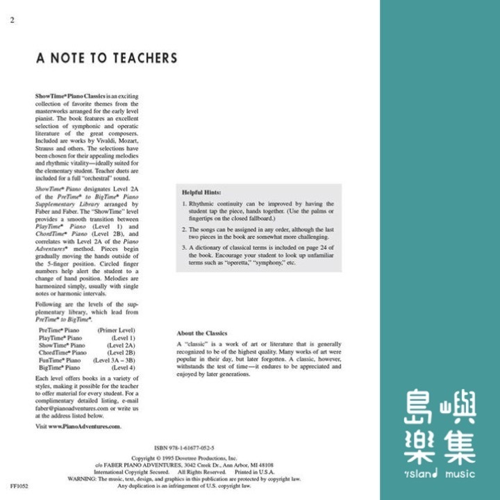 ShowTime® Piano Classics - Level 2A