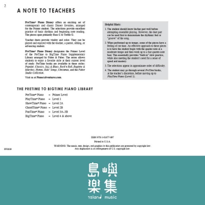 PreTime® Piano Disney - Primer Level