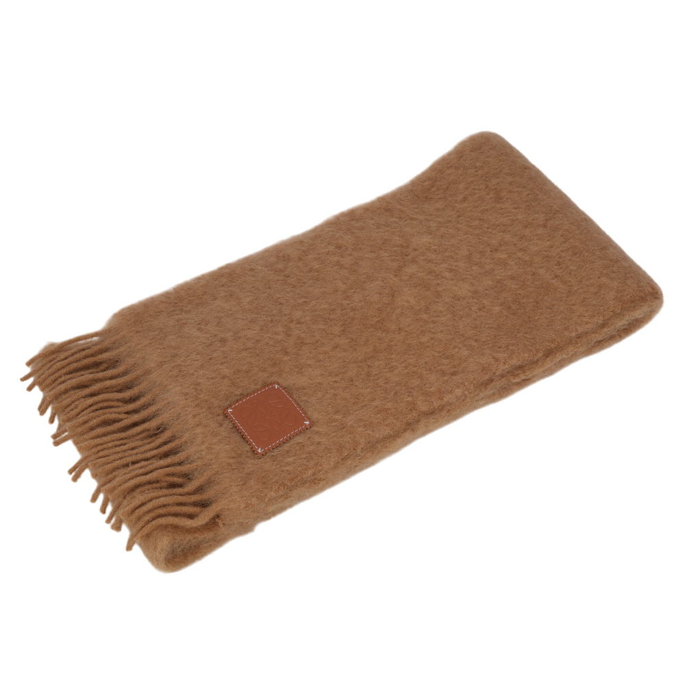 【LOEWE】Anagram 皮標海馬毛及羊毛圍巾