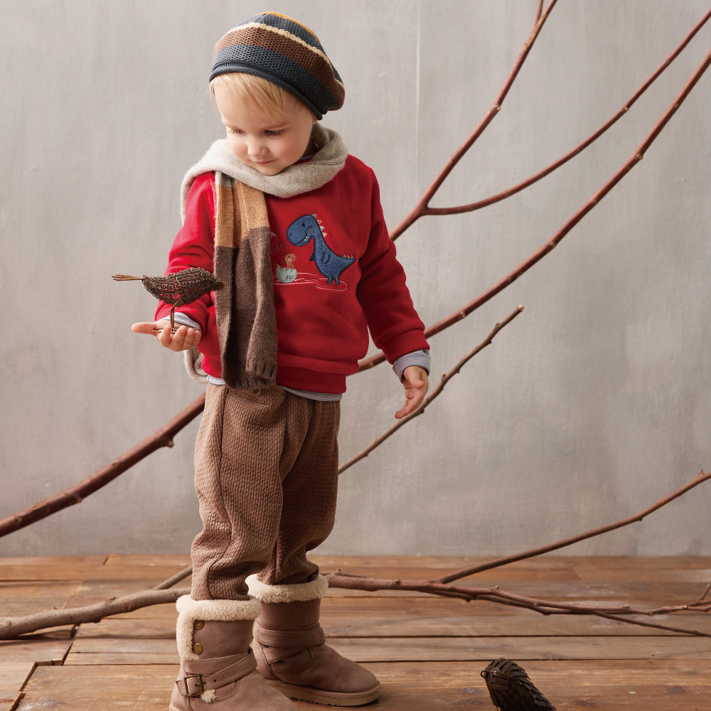 PIPPY帥氣壓線毛絨棉質長褲 棕
