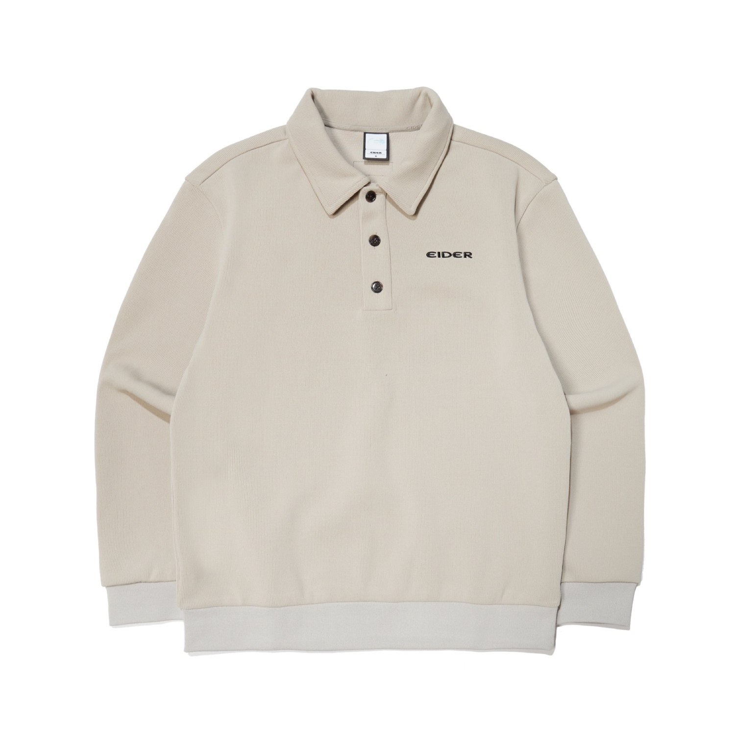 【EIDER】男WOOLY仿羊毛POLO領上衣/24EDMW24262-[木炭灰、淺卡其]