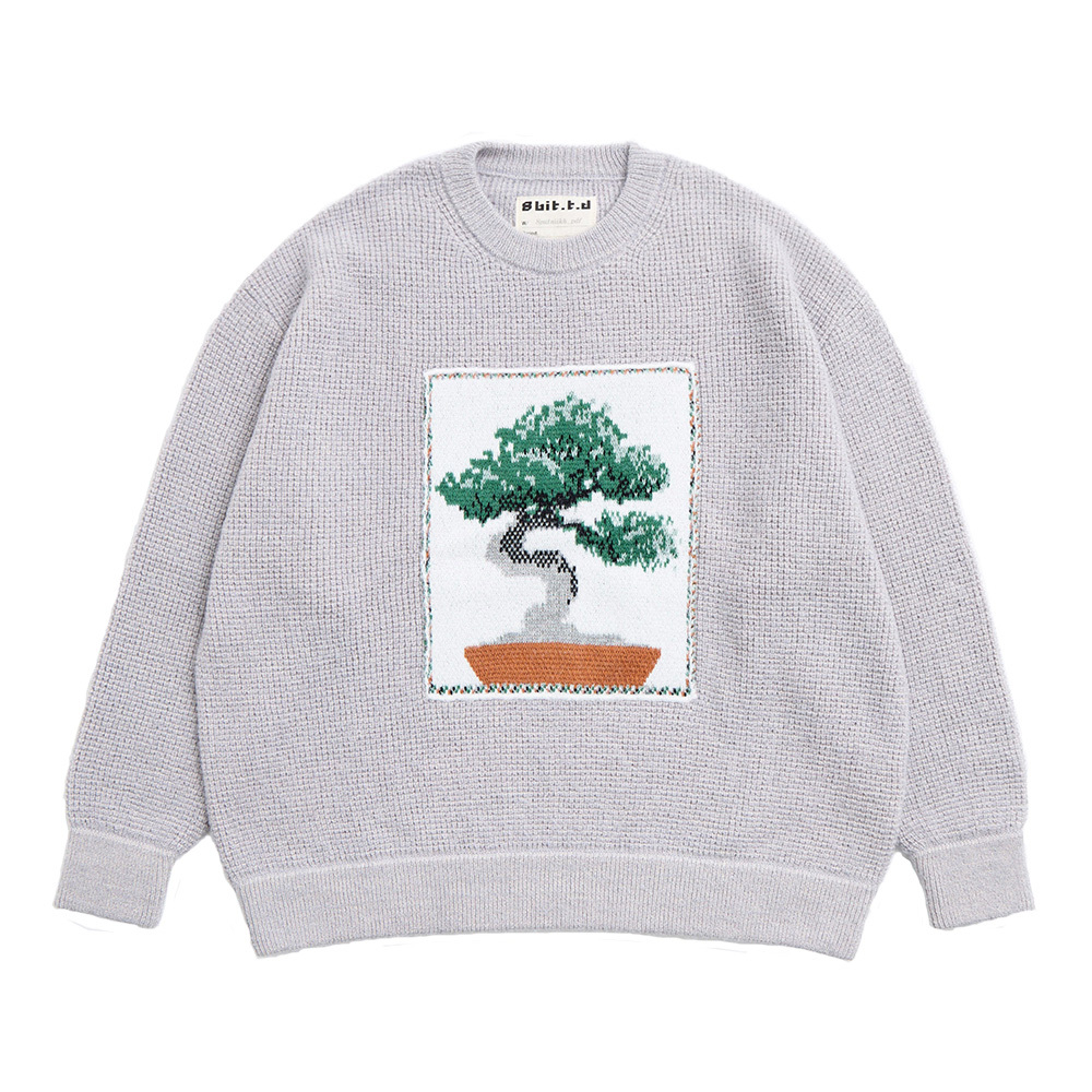 Little Stamp of Bonsai Long-sleeves Top Gray