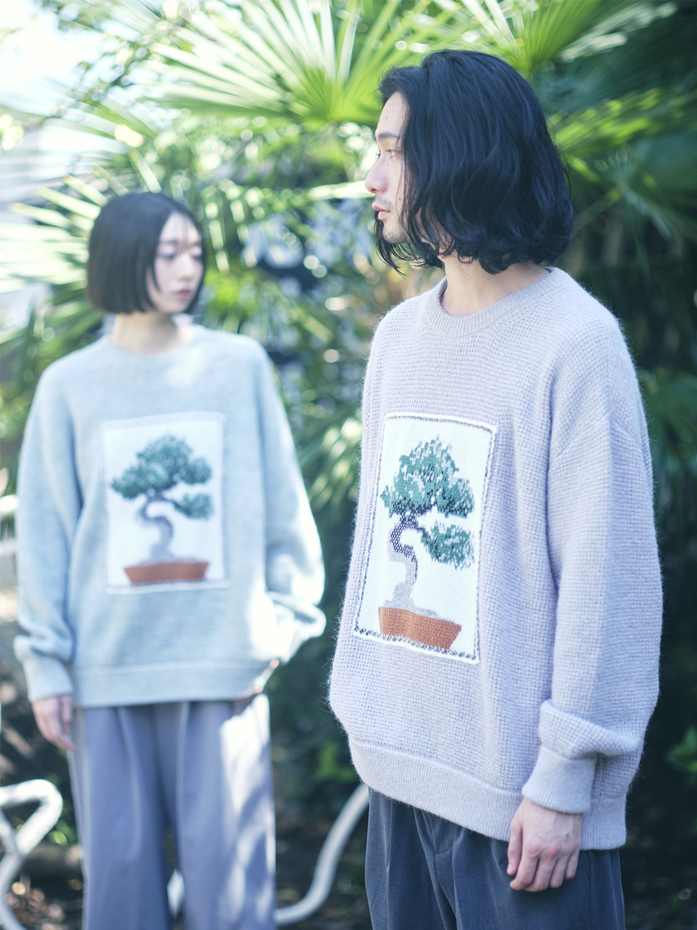 Little Stamp of Bonsai Long-sleeves Top Turquoise