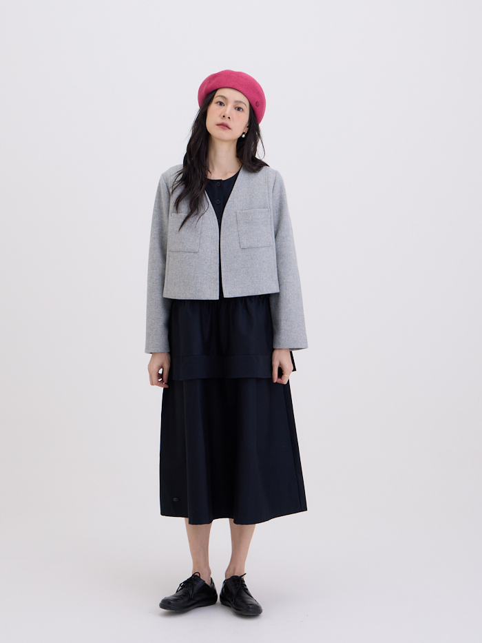 威廉V領短大衣外套-淡月