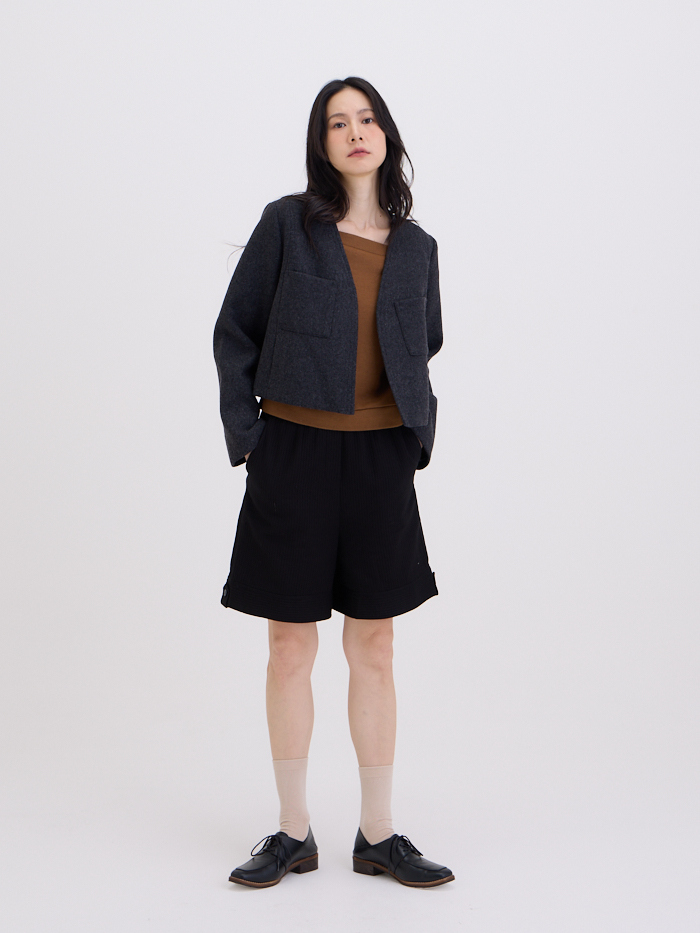 威廉V領短大衣外套-灰岩