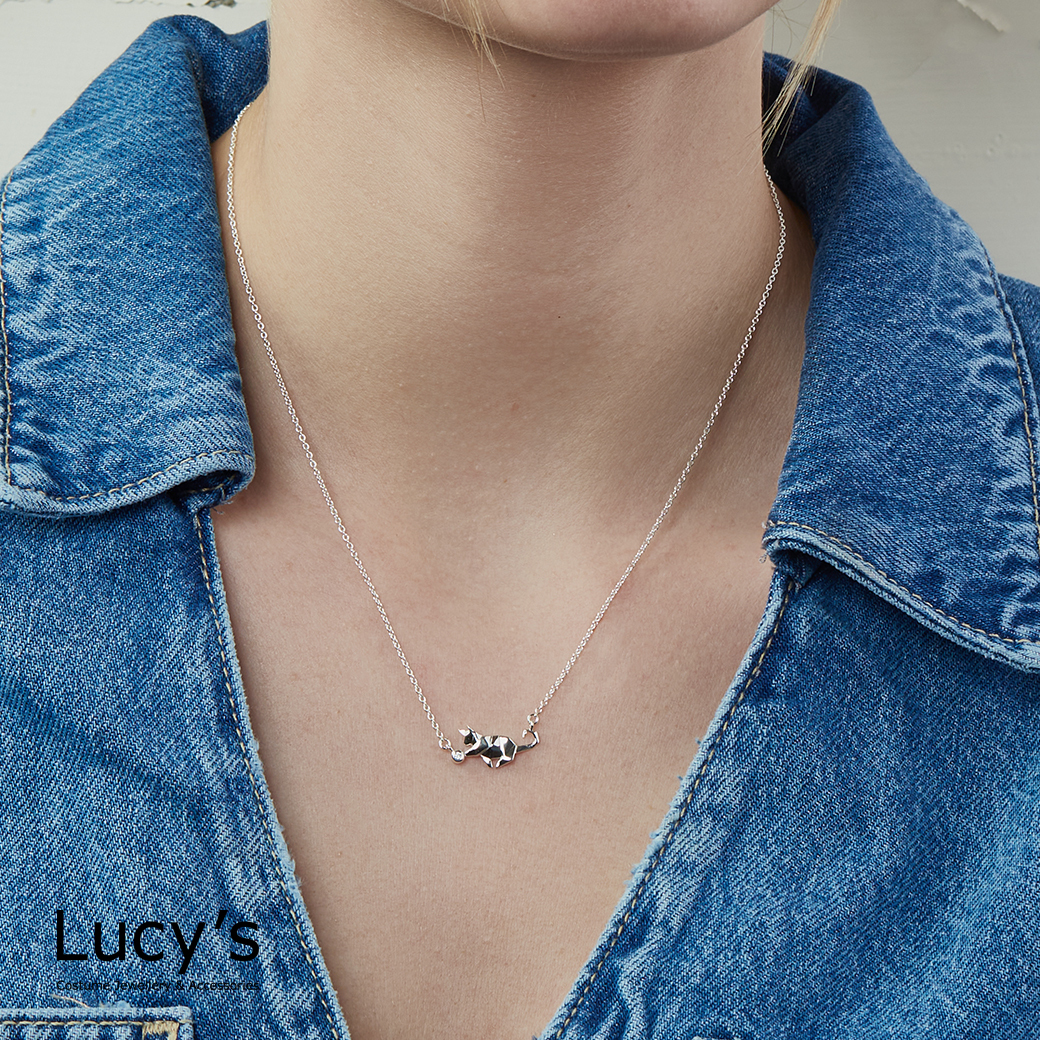 Lucy's-純銀摺紙系列｜頑皮貓耳環/項鍊(117044/117045)