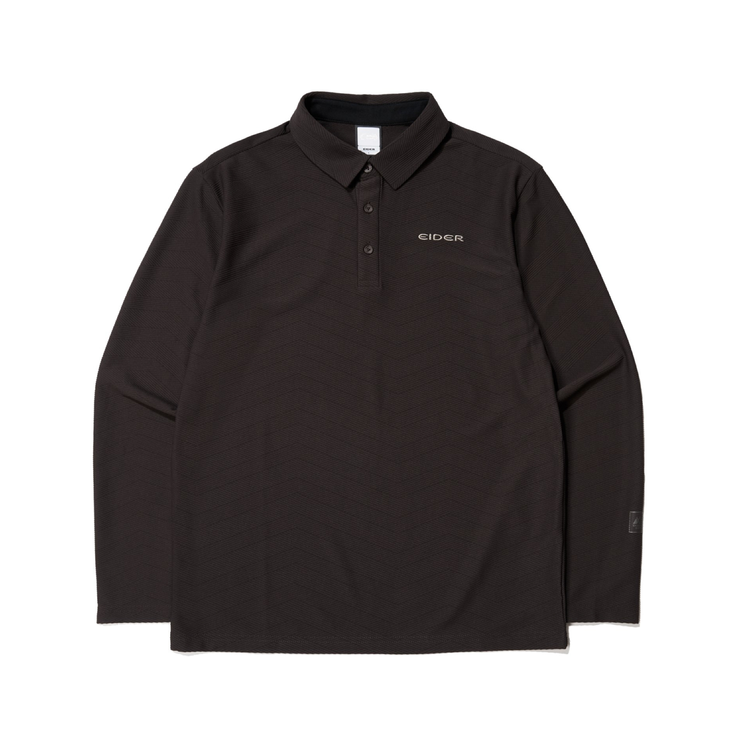 【EIDER】男斜紋緹花長袖Polo上衣/24EDMU24205-[綠、紅棕、黑]