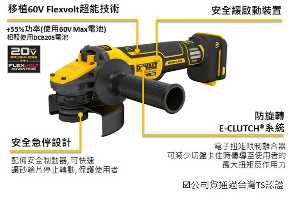 得偉 DEWALT 20V 無刷 調速 砂輪機 單電 9.0 DCG409VSX1T 5吋 DCG409