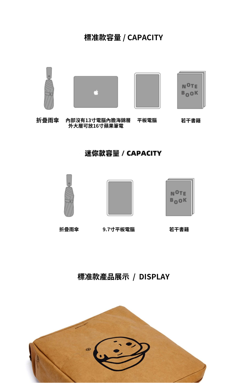 Finerworld 可水洗牛皮紙復古雙肩背囊