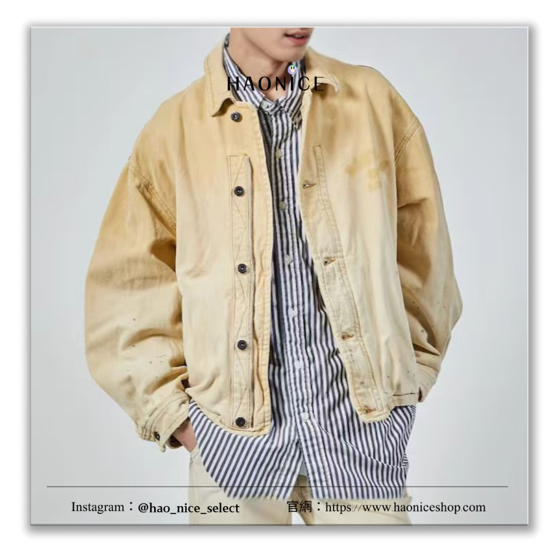 【HAO NICE】日系潮牌nautica長袖 工裝外套  重磅帆布外套水洗做舊復古風 秋天必備單品🔥