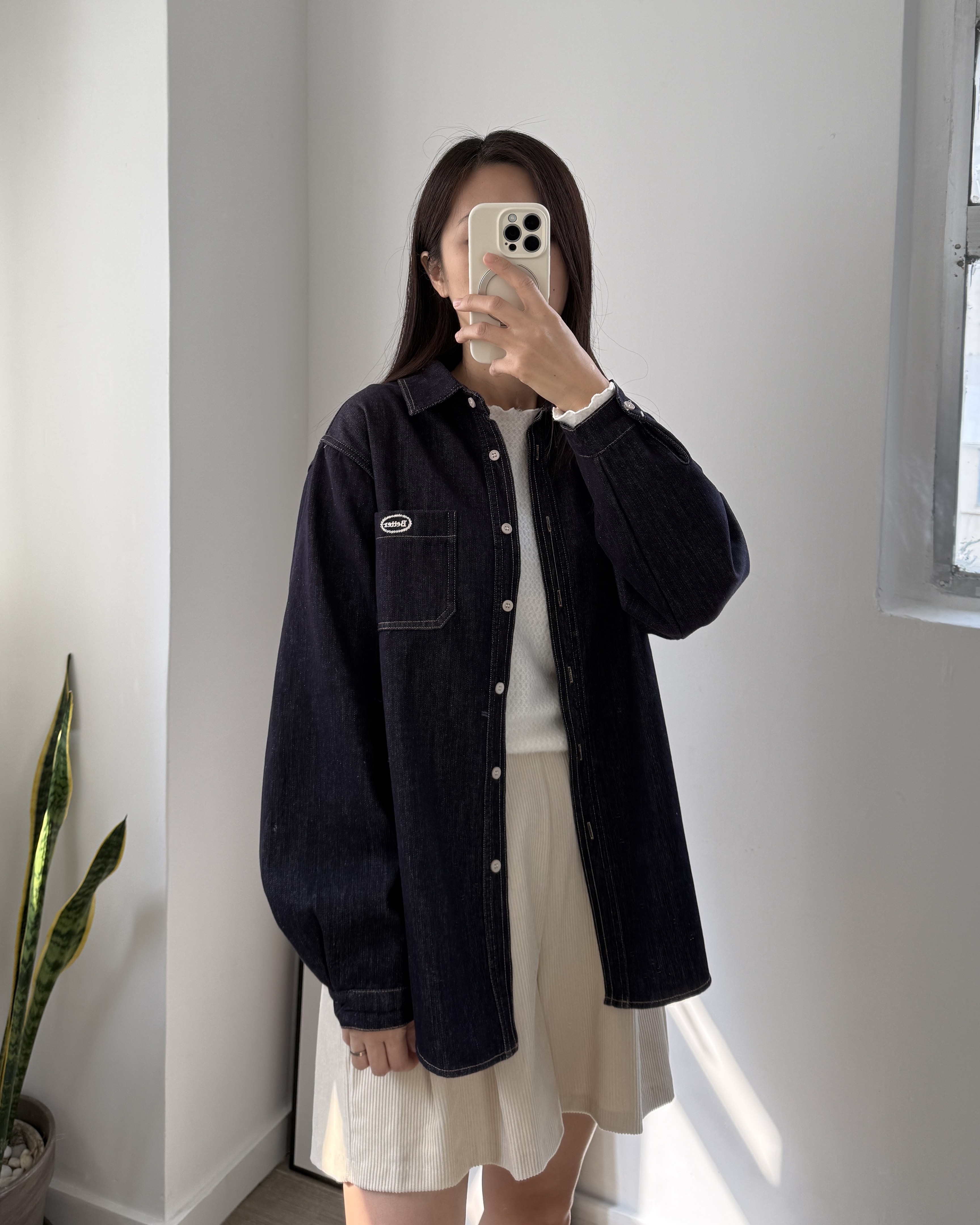 少量現貨 秋冬長款牛仔外套