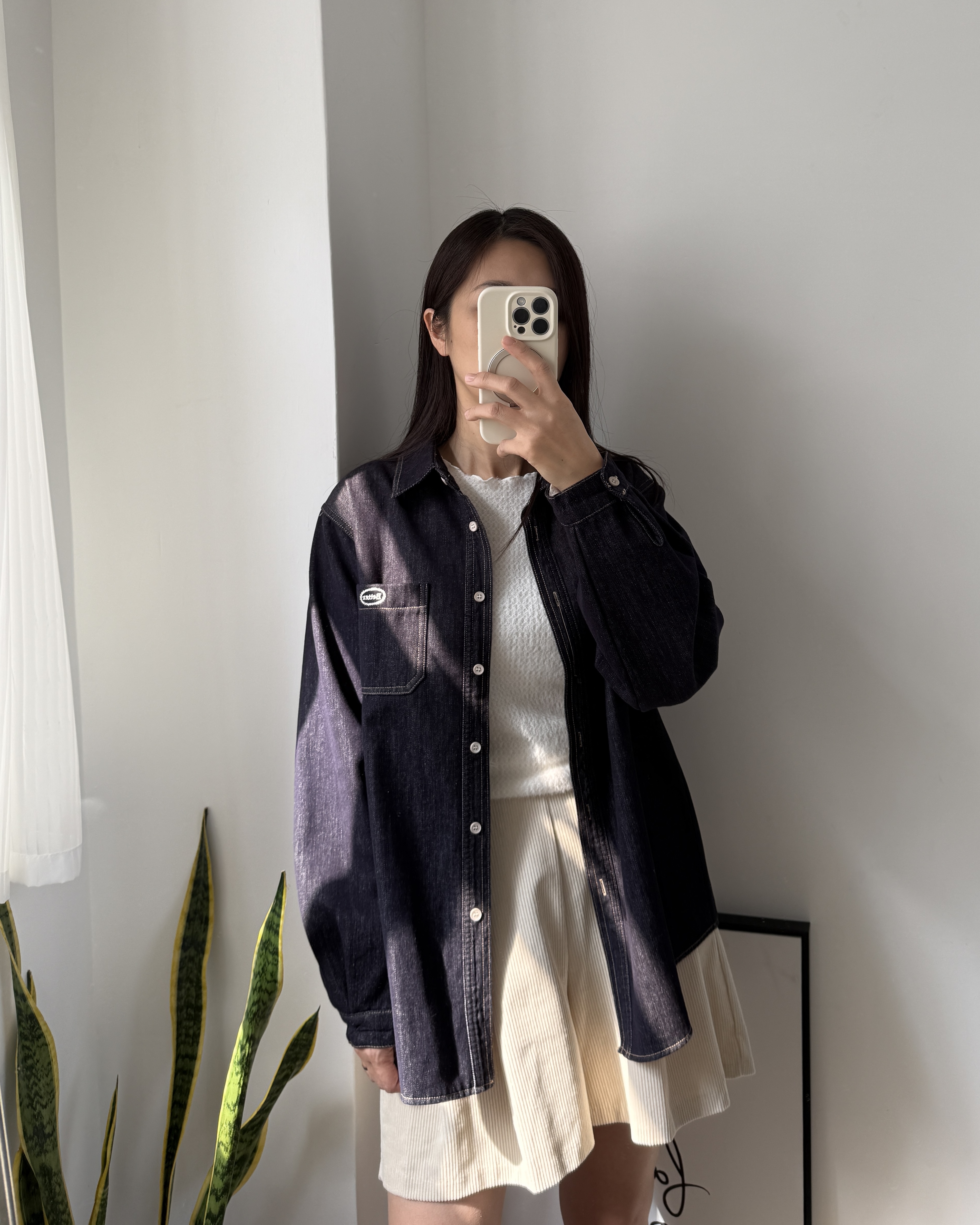 少量現貨 秋冬長款牛仔外套