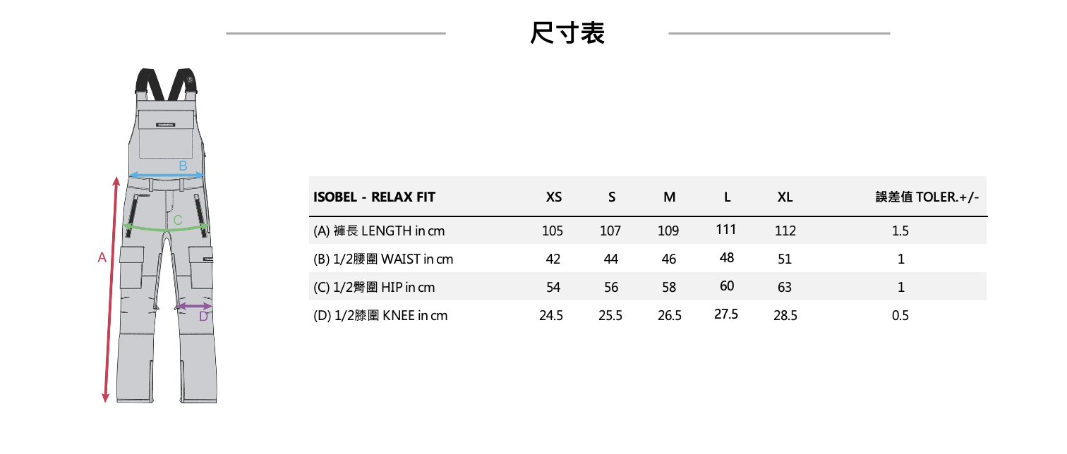 ISOBEL PANTS FW24女款滑雪吊帶褲 (15K/15K)size