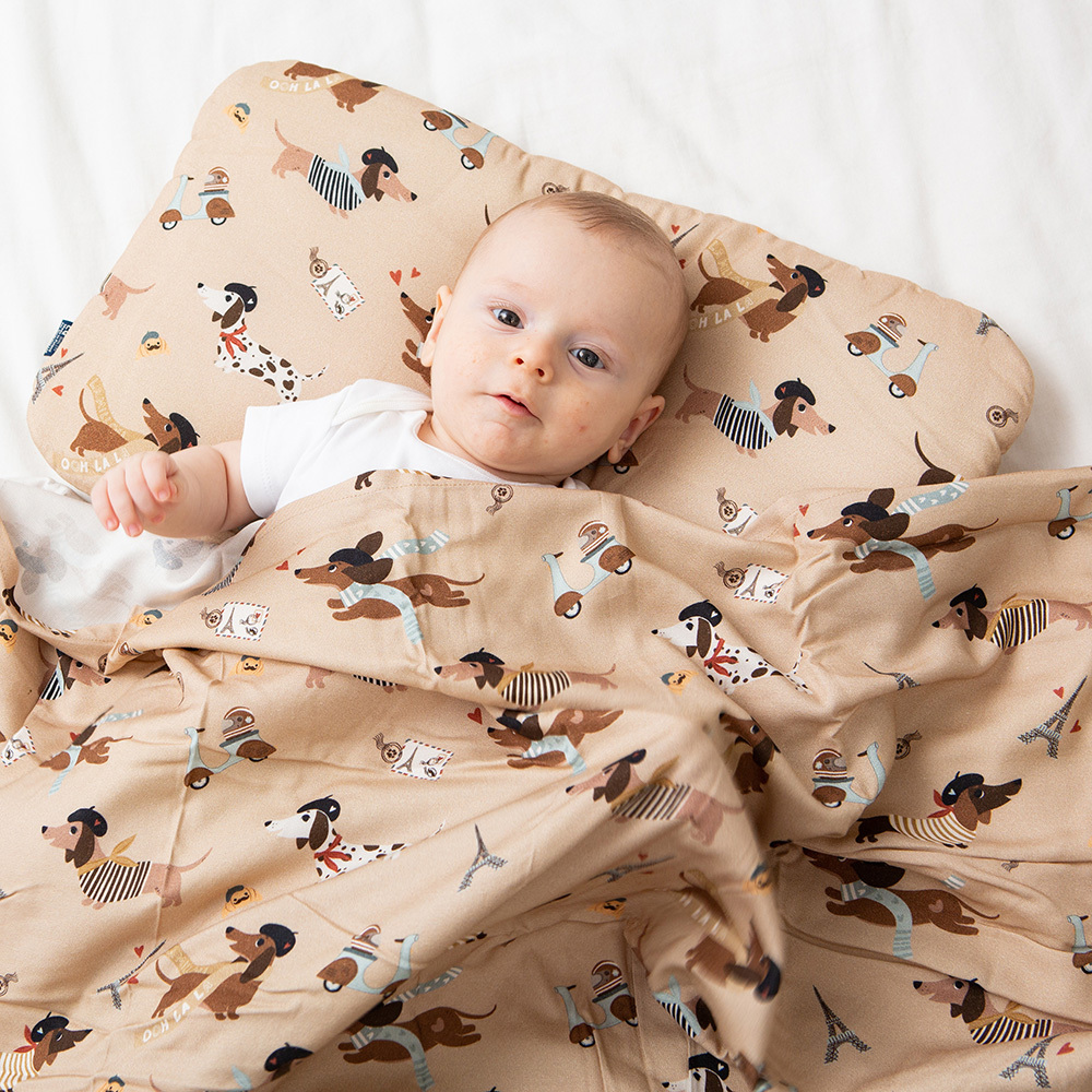 La Millou波蘭 竹纖涼感巾加大(140x110cm)｜抗菌包巾｜巴黎臘腸狗