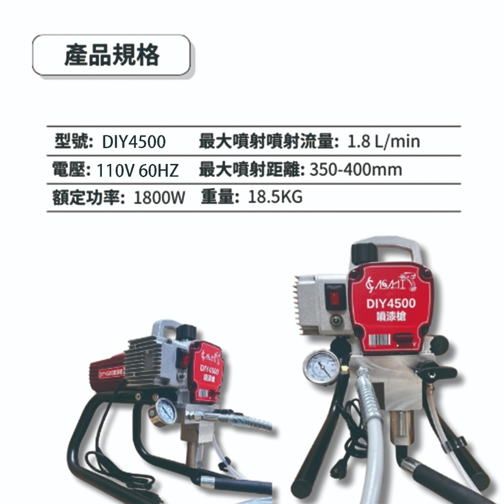 附發票｜DIY4500 噴漆槍｜25MPA/3625.94psi 防水漆噴塗機 小型 家用噴漆 大功率