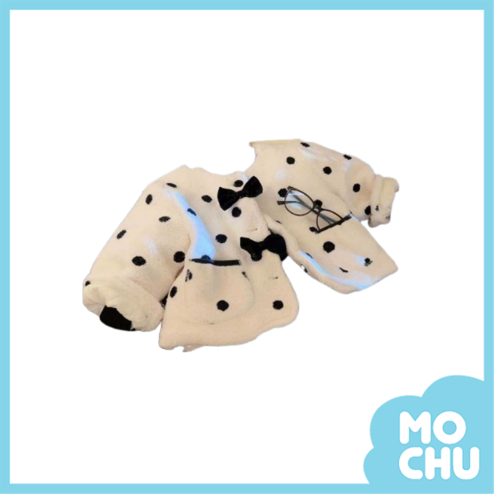 黑色波點加絨毛毛外套