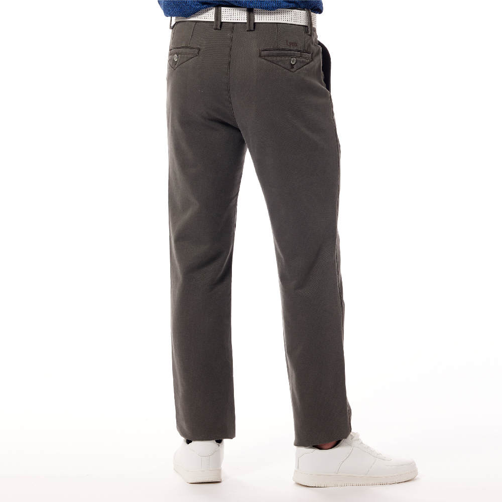 【Lynx Golf】混紡彈性舒適素面百搭款平口休閒長褲