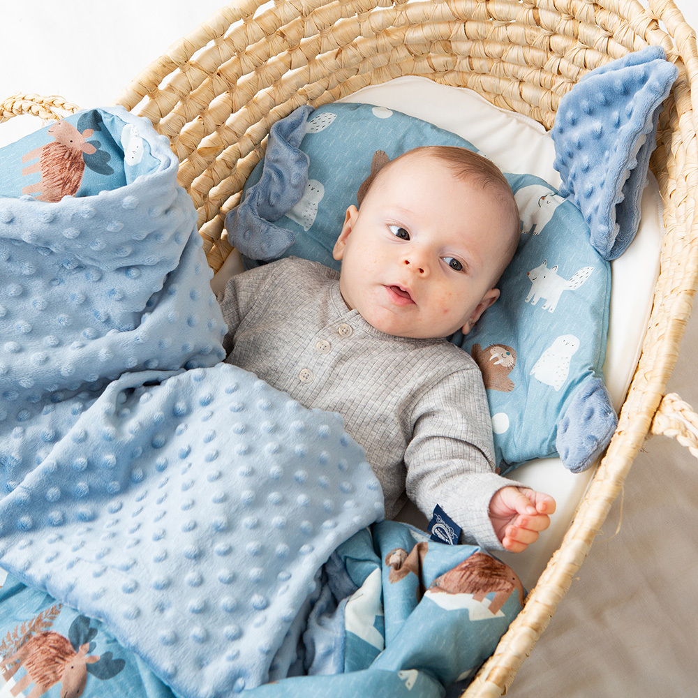 La Millou 單面巧柔豆豆毯｜北極好朋友(藍底)｜哥倫比亞藍