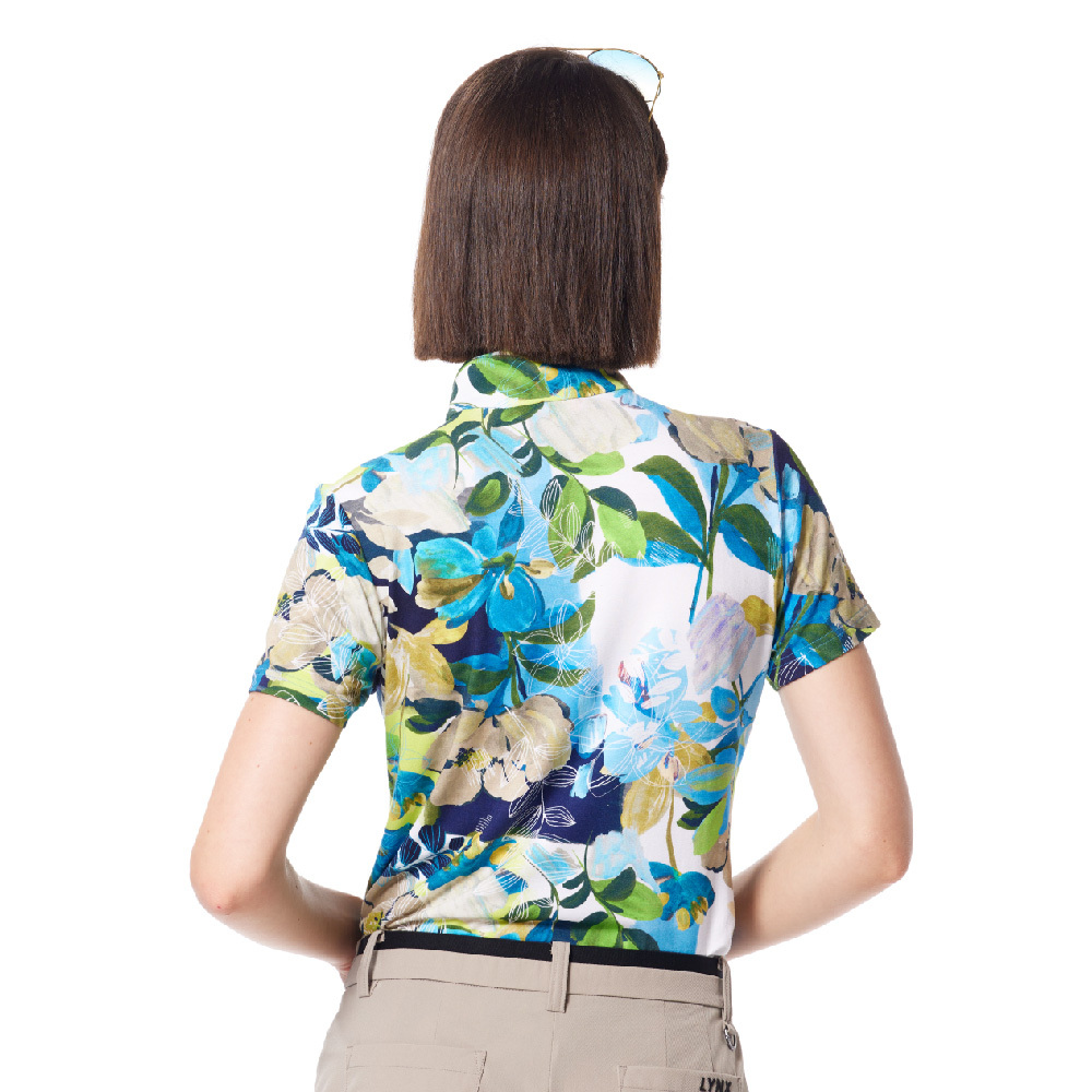 【Lynx Golf】歐洲布料柔軟舒適滿版葉子圖樣立領POLO衫