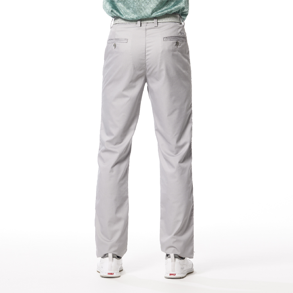 【Lynx Golf】彈性竹纖維素面款Lynx繡花平面休閒長褲