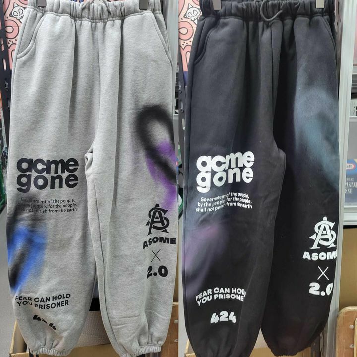 KR 韓國 塗鴉acme gone 抓毛底束腳運動褲,清貨貨品,不設退換 (K12 M10)