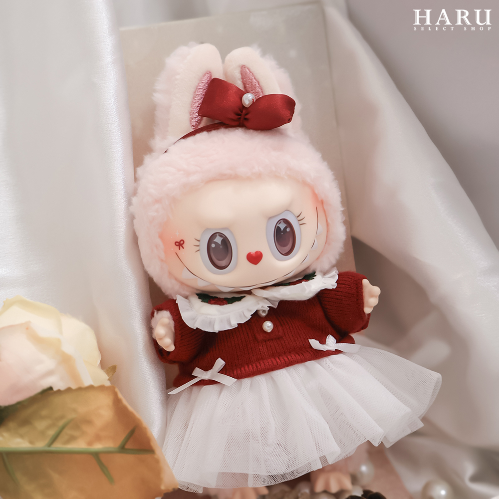 POP MART POPMART 泡泡瑪特 Labubu 拉布布 閃閃童話系列 聖誕節 耶誕節 紅色毛衣 粉紅色 愛心 蝴蝶結 MOKOKO 搪膠毛絨公仔掛件吊飾