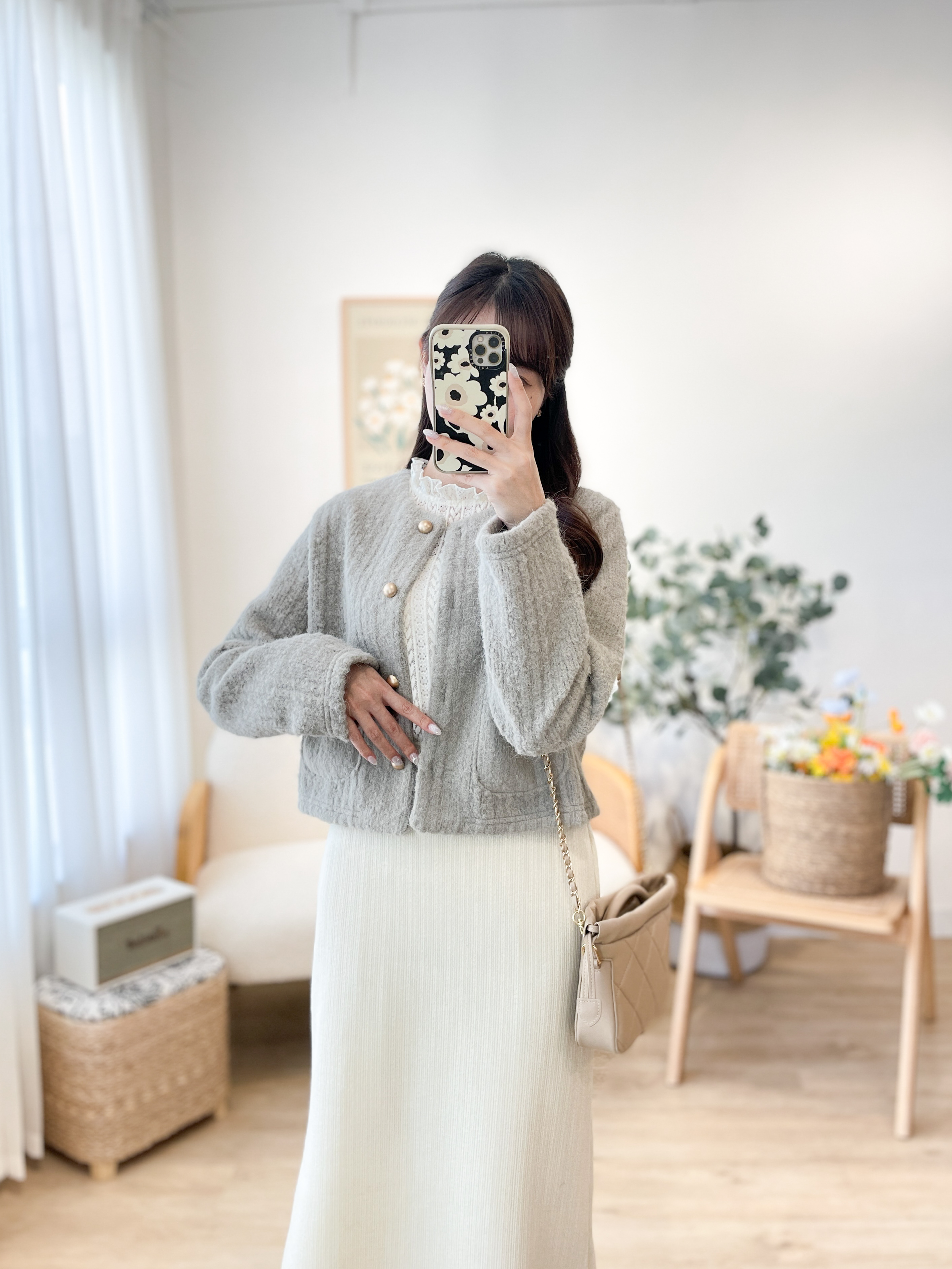 JK211 Moonlight Grey Furry Jacket