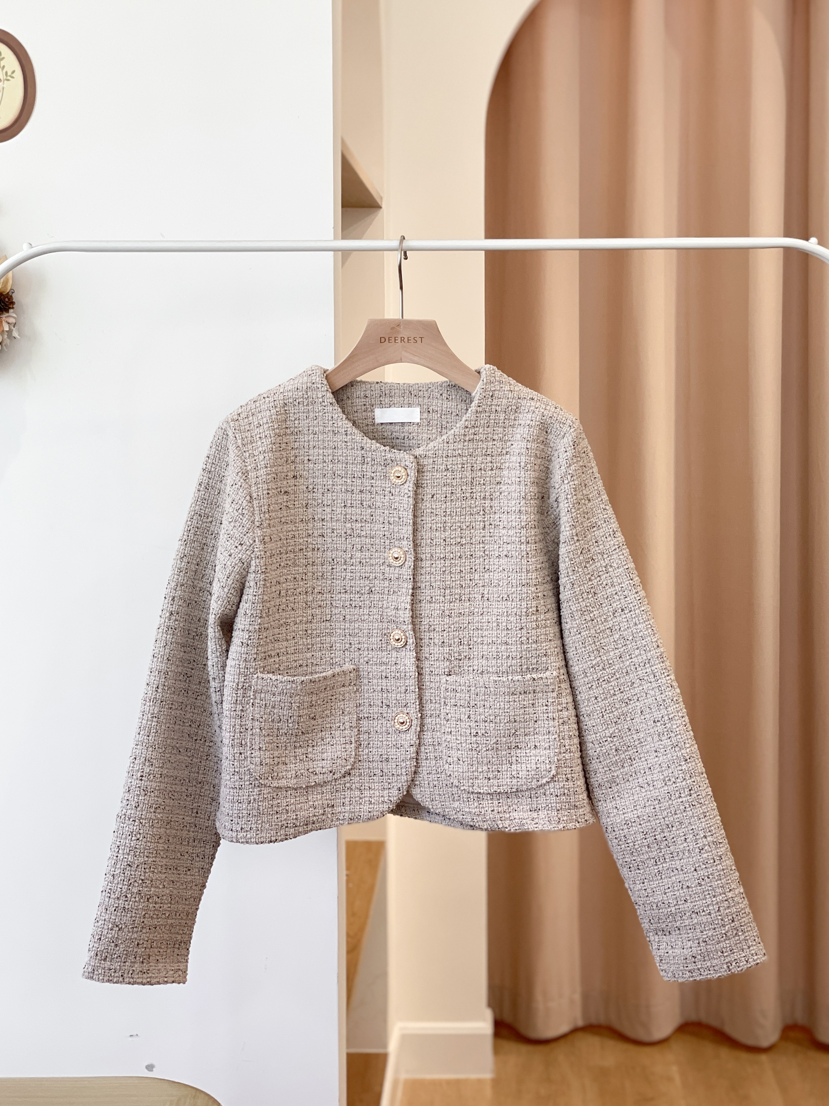 JK212 Retro Grainy Tweed Jacket