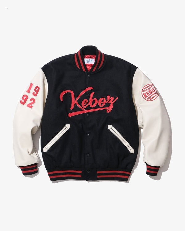 KEBOZ Melton Leather Varsity Jacket