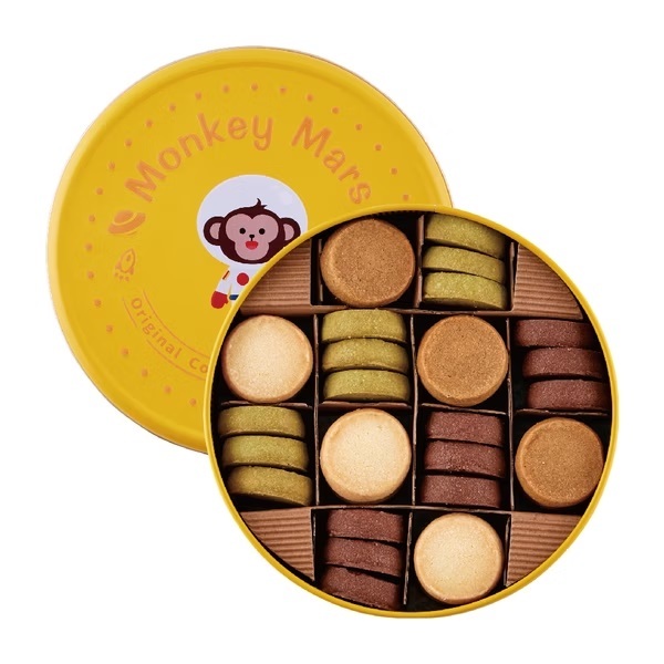 台灣 火星猴子 經典酷奇手工餅乾圓禮盒 (淨重220g±5g) (鐵盒款式隨機) (EXP:出廠後120天)