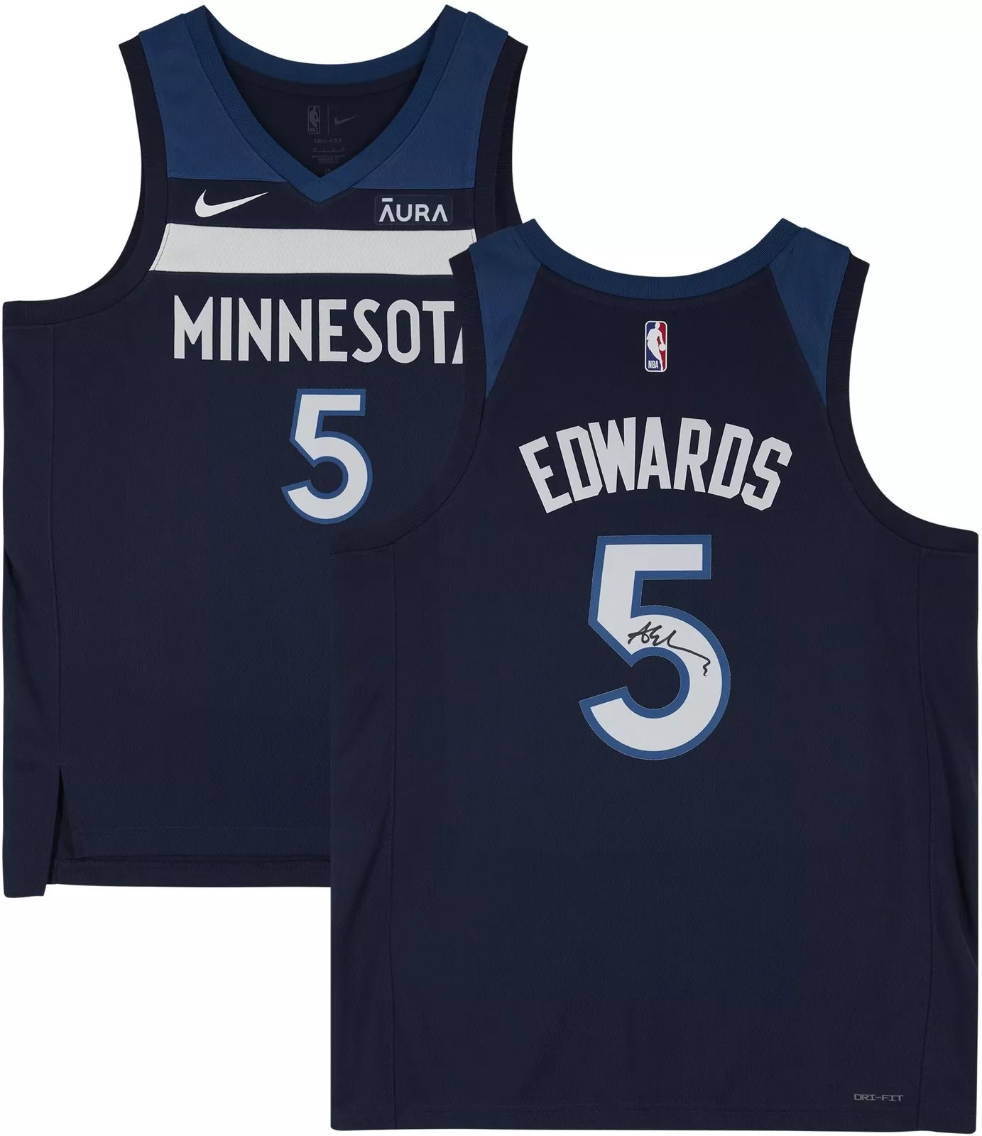 Anthony Edwards Minnesota Timberwolves Signed Navy Nike Icon Swingman Jersey