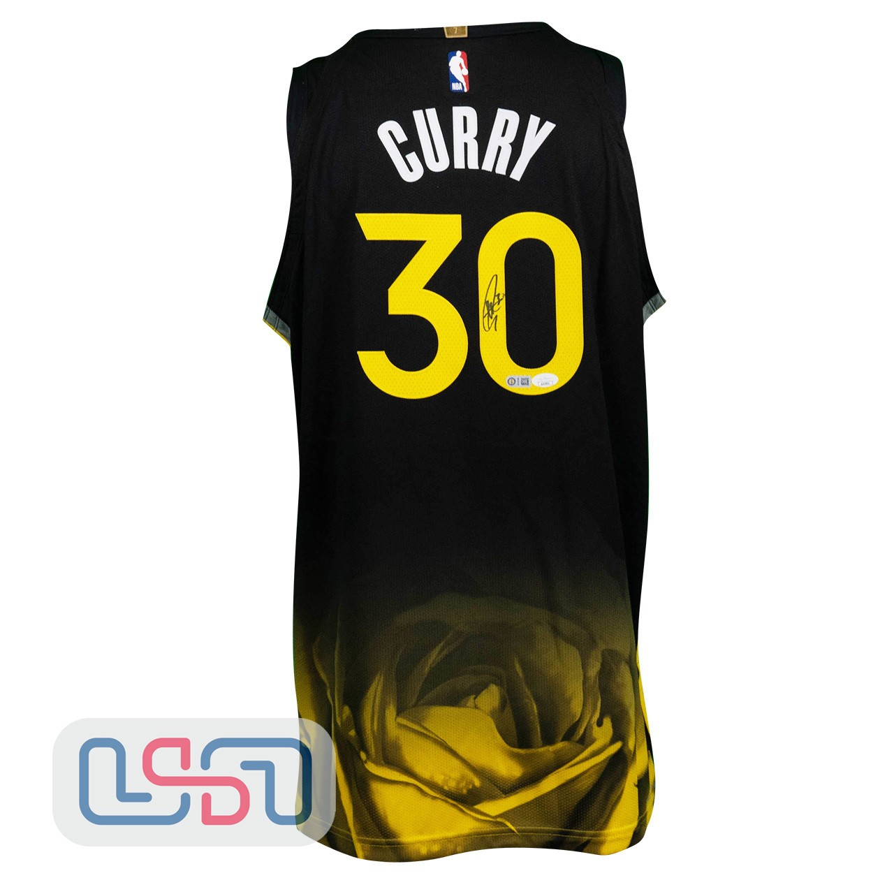 Stephen Curry Signed Warriors Black City Edition Nike Authentic Jersey USASM